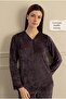 Women's Long Sleeve Velvet Plum Pajama Set C2T7N081 - 2