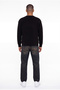 Men's Thessaloniki Knitted Clean Stitching Crew Neck Oversize Knitwear Black - 7