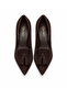 Genuine Suede Women's Heeled Shoes 381 Brown Suede - 8