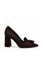 Genuine Suede Women's Heeled Shoes 381 Brown Suede