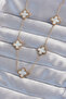 316L Steel Gold Color White Pearlescent Clover Necklace