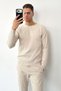 Men's Crew Neck Ribbed Knit Sweater Stone - 27012 - 5