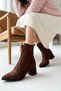 Katerina Brown Suede Thick Heeled (5 cm) Pointed Toe Lace-Up Casual Women's Boots - 3