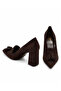 Genuine Suede Women's Heeled Shoes 381 Brown Suede - 6