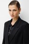 Women's Single Button Jacket with Metal Accessories Black - 2