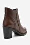 Women's chunky heel zipper boots genuine leather maelle brown - 3