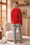 Red Embroidered Top and Bottom Fleece Winter Knitted Pajama Set 26222122 - 3