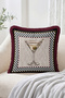 Martini Cocktail Glass and Checkered Frame Pattern Fringe-Tassel Throw Pillow Cover - 2