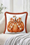 Fall Pumpkin Plaid Bow Pattern Fringe-Tassel Throw Pillow Cover - 2