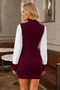 Women's Turtleneck Long Sleeve Sleeves Shirt Fabric Hair Braided Weaving Detailed Modern Cut Soft Textured Stylish Casual Burgundy Knitwear Mini Dress - 3