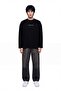 Men's Ethnic Sword Printed Oversize Long Sleeve T-Shirt Black - 4
