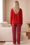 Pomegranate Flower Embroidered Top and Bottom Fleece Winter Knitted Pajama Set 26222131 - 3