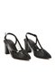 Black Stone Embellished Adjustable Ankle Strap Thick Heel Pointed Toe Women's Evening Dress Shoes 416 - 3