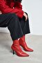 Palma Red Matte Stretch Pointed Toe Thin Heel Zippered Women's Boots - 6