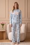 Blue Embroidered Top and Bottom Fleece Winter Knitted Pajama Set 26222130 - 2