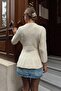 Beige Flounce Buttoned Crew Neck Women's Knitwear Cardigan - 5