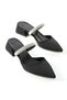 Ba04613 Black Women's Wide Stone Evening Dress Shoes with 4 cm Heel and Closed Front Slippers - 3
