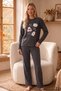 Anthracite Embroidered Top and Bottom Fleece Winter Knitted Pajama Set 26222119 - 2