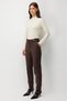 Women's Ornamental Buttoned Skinny Leg Trousers Brown - 2