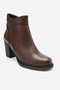 Women's chunky heel zipper boots genuine leather maelle brown - 2