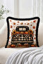 Fall Themed Pickup Truck, Pumpkin and Sunflower Pattern Throw Pillow Cover with Fringe and Tassels - 2
