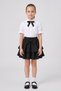 Girl's Black Ribbon Short Sleeve Pearl Detailed Ruffle Sleeve Pocketed Shirt Black Layered Skirt October 29 April 23 Show Outfits - 3