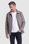 Brown Classic Collar Men's Zippered Coat - 4