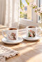 4-Piece Turkish Coffee Cup Set with Floral and Cute Cat Patterns - 3