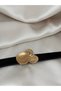 Gold Color Geometric Metal Detailed Leather Black Women's Bracelet Modern Stylish Design Jewelry