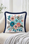 Colorful Floral and Leaf Pattern Fringed-Tasseled Throw Pillow Cover - 2