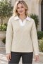 Women's V-Neck Knitted Pattern Hair Knit Beige Knitwear Sweater - 4