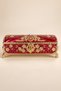 Gold Detailed Flower Embroidered Jewelry Box Large Size Red