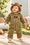 Baby Boy Jumpsuit with Teddy Bear Ears, Hooded Plush Zippered Winter Jumpsuit 0-12 Months - 2