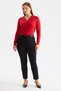 Women's Satin Detailed Slim Fit Trousers Black - 2