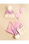 Girls Mauve Knitted Cap & Gloves Set