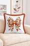 Autumn Pumpkin Leaf Bow Pattern Fringed-Tasseled Throw Pillow Cover
