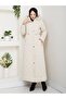 Nowa Cebi Zippered Stylish Quilted Coat Cream - 5