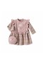Girl's Ruffle Detailed Plaid Patterned Dress with Bag