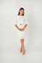 Crepe Fabric Sleeves Balloon Detailed Pencil Dress - White