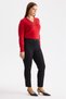 Women's Satin Detailed Slim Fit Trousers Black - 3