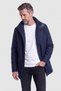 Navy Blue Hooded Men's Coat with Pockets