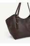 Brown Shk355 Large Volume, Buckle Detailed, Zippered, Adjustable Strap, Hand and Shoulder Bag - 6