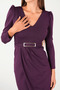 Crepe Fabric Pleated Detailed Dress - Patlican Purple - 4