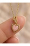 Pink Stone Heart Pendant Gold Color Thin Chain Minimal Women's Necklace