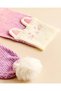 Girls Mauve Knitted Cap & Gloves Set - 6