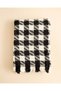 Women Black And White Embellished Knitted Scarf - 3