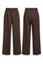 Pile Detail Palazzo Trousers 16239 Brown - 2