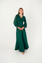Crepe Fabric Sleeves Tulle Evening Dress - ZIMRUT GREEN