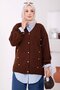 Buttoned Short Knitwear Cardigan Brown - 3