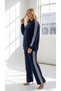 Women's Plus Size Long Sleeve Polo Collar Side Stripe Tracksuit Set 8306-27 - 2